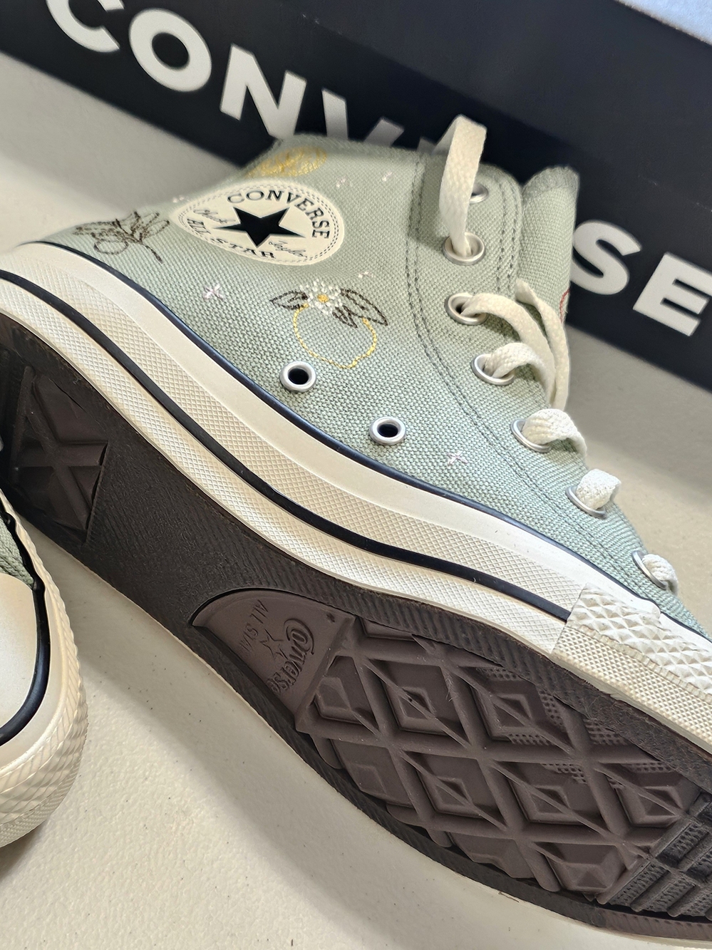 Converse Womens High Top Sneakers - Light Green Size 7.5 - Picture 3 of 11